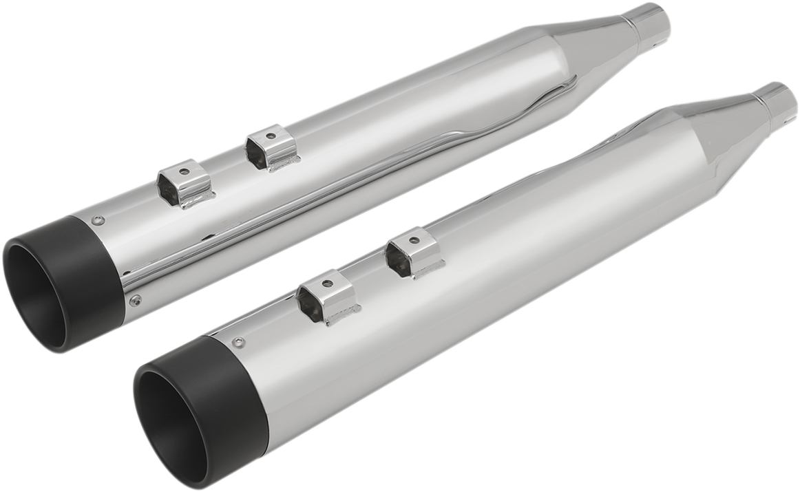 4\" Slip-On Mufflers with Billet End Caps - Chrome/Black 1995 - 2016