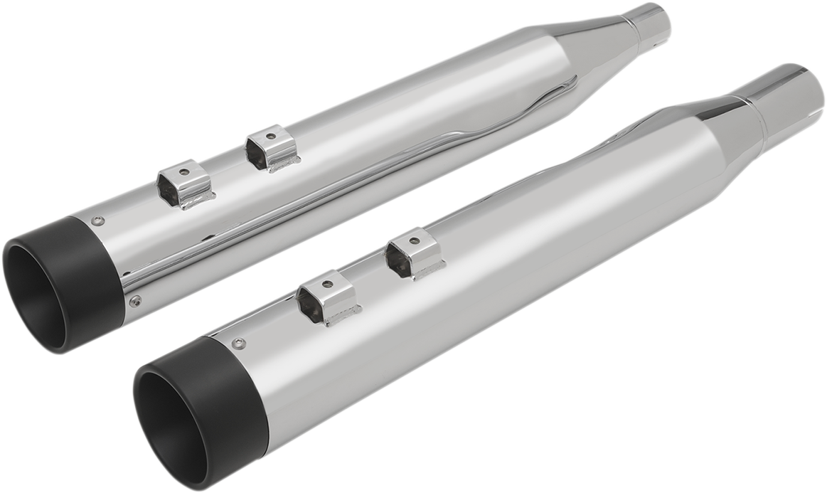 4\" Slip-On Mufflers with Billet End Caps - Chrome/Black 2017 - 2022