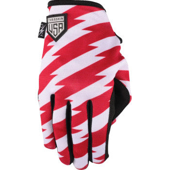 THRASHIN SUPPLY CO. Stars & Bolts Stealth Gloves - Red/Blue