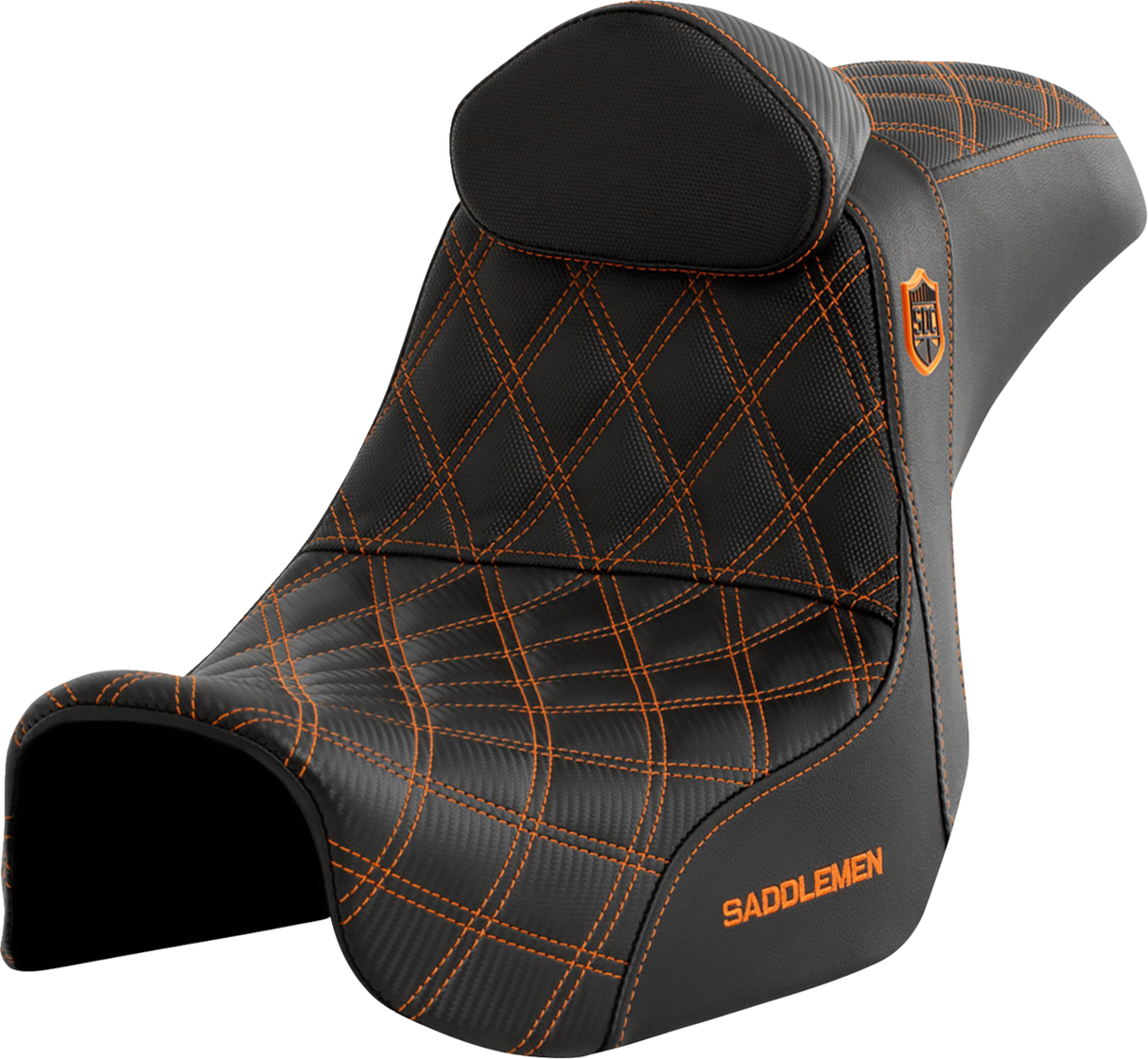 Pro Series SDC Performance Seat - with Backrest - Orange Stitch - Dyna \'06-\'17 2008 - 2017