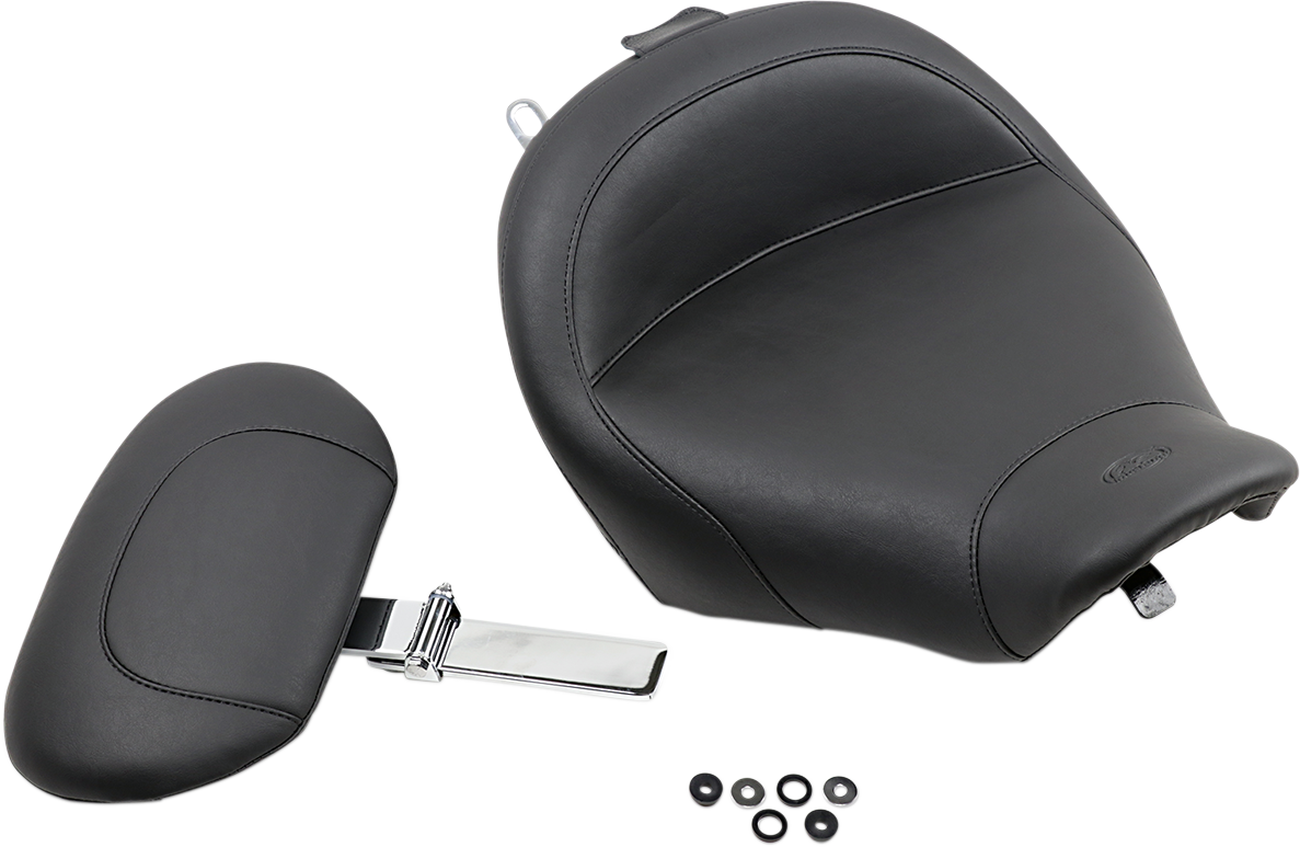 Wide Solo Seat - With Backrest - Vintage - Black - Smooth - Road King \'97-\'07 1997 - 2007
