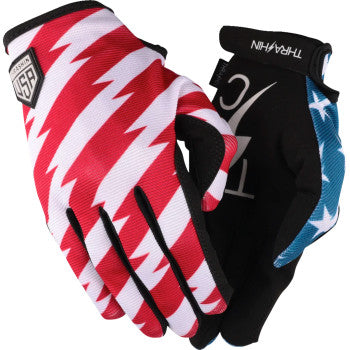 THRASHIN SUPPLY CO. Stars & Bolts Stealth Gloves - Red/Blue