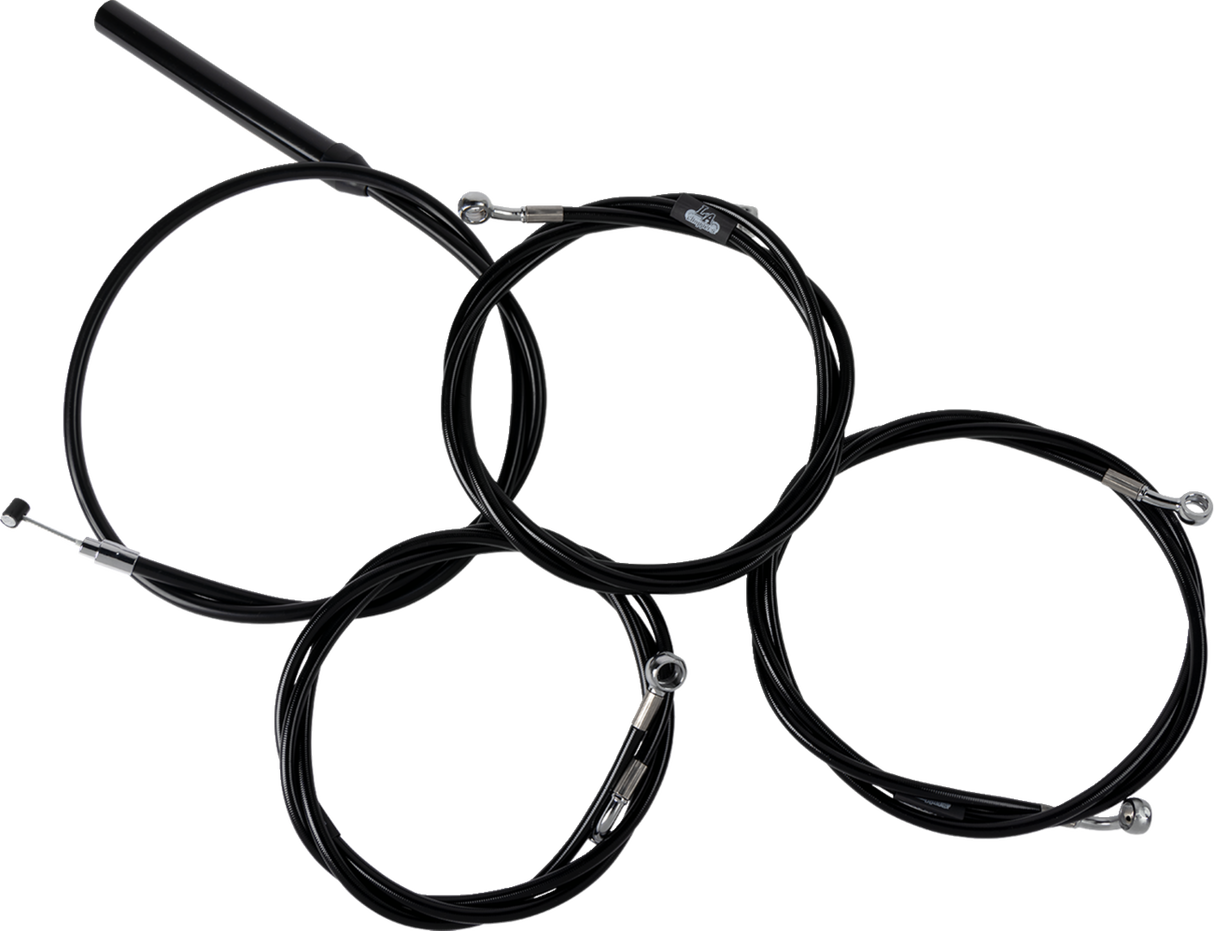 Complete Black Vinyl Braided Handlebar Cable/Brake Line Kit - Stock Handlebars - \'23-\'24 Touring 2023 - 2024