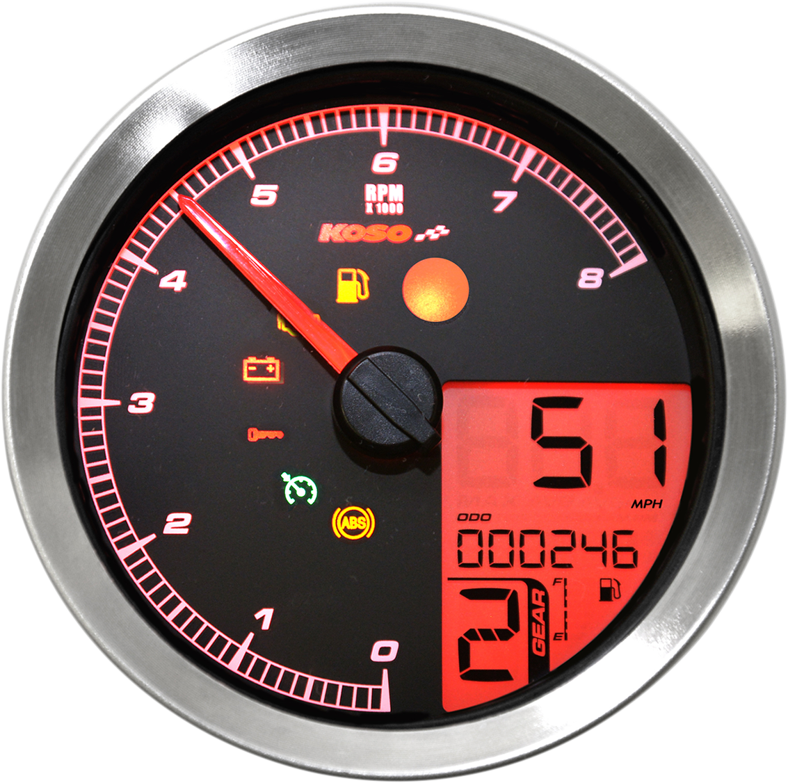 Multi-Function Speedometer/Tachometer - HD-04 - Chrome 2004 - 2019