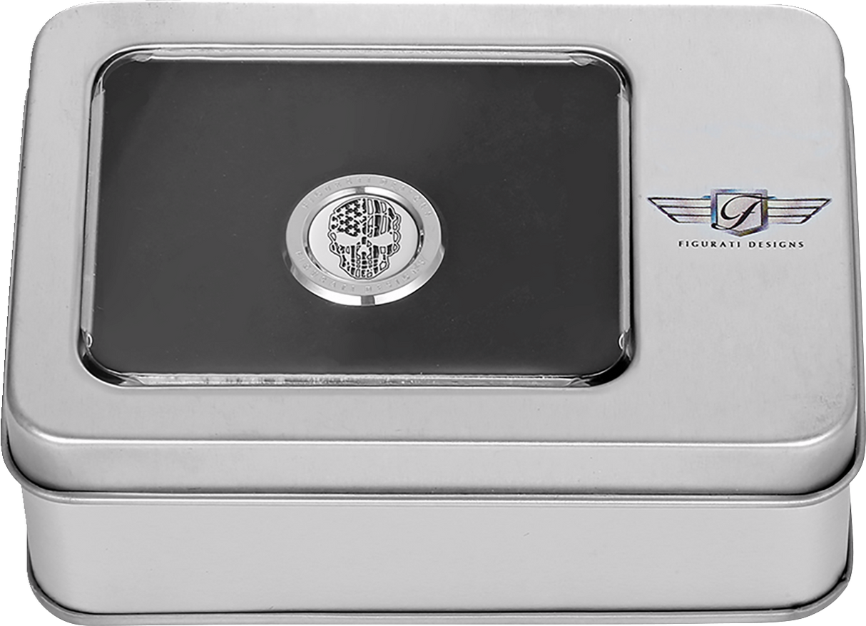 Heel-Toe Shifter Cover - American Flag Skull - Stainless Steel 1984 - 2022