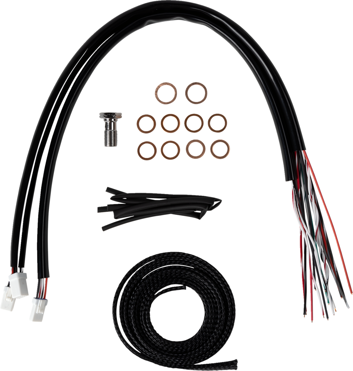 Complete Stainless Braided Handlebar Cable/Brake Line Kit - Stock Bars - \'23-\'24 Touring 2023 - 2024