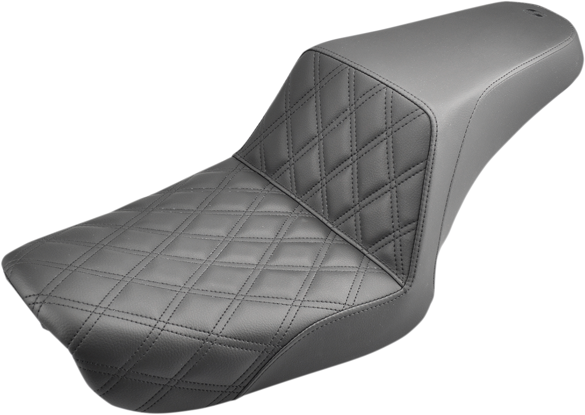 Step-Up Seat - Front Lattice Stitch - Black - Dyna 2004 - 2005