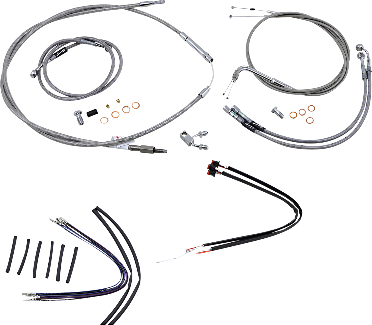 Handlebar Cable/Brake Line Kit - Complete - 14\" Ape Hanger Handlebars - Stainless Steel 2011 - 2015