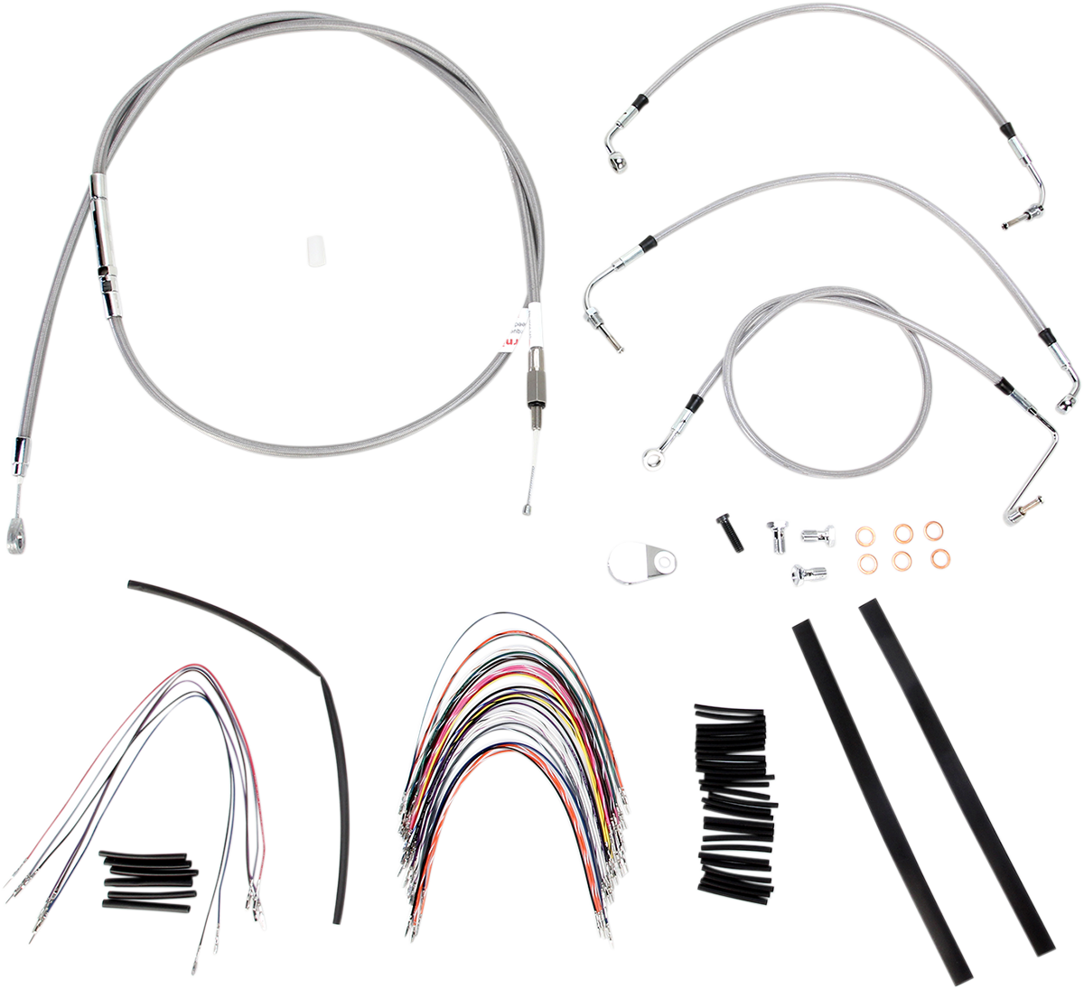 Handlebar Cable/Brake Line Kit - Complete - 16\" Ape Hanger Handlebars - Stainless Steel 2008 - 2013