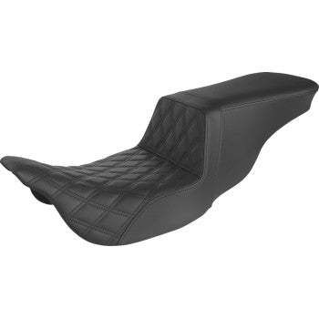 SADDLEMEN 0801-1424 Tour Step-Up Seat - Front Lattice Stitch - Black - FL '08-'22