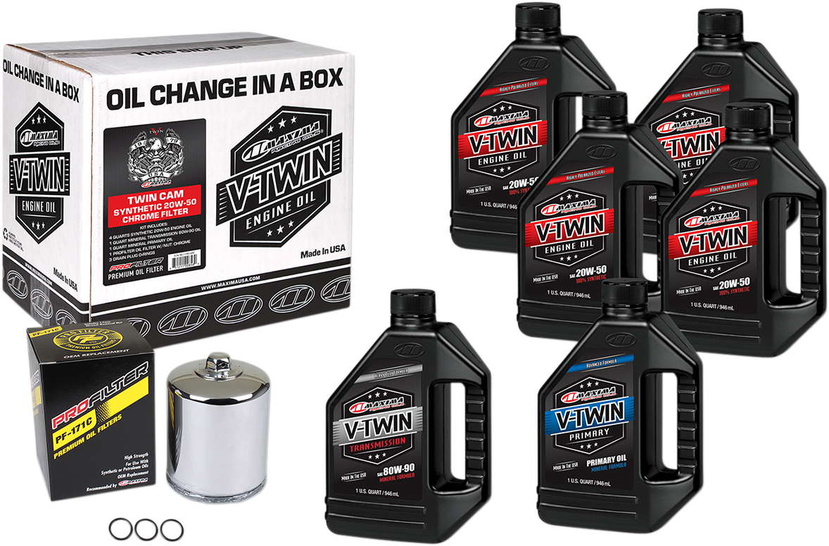 Twin Cam Synthetic 20W-50 Oil Change Kit - Chrome Filter 1999 - 2016