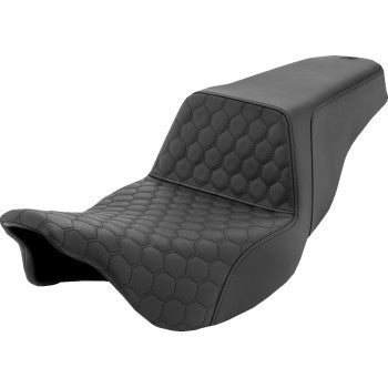 SADDLEMEN  0801-1565 Step-Up Seat - Honeycomb - Black Stitching - FL '08-'23
