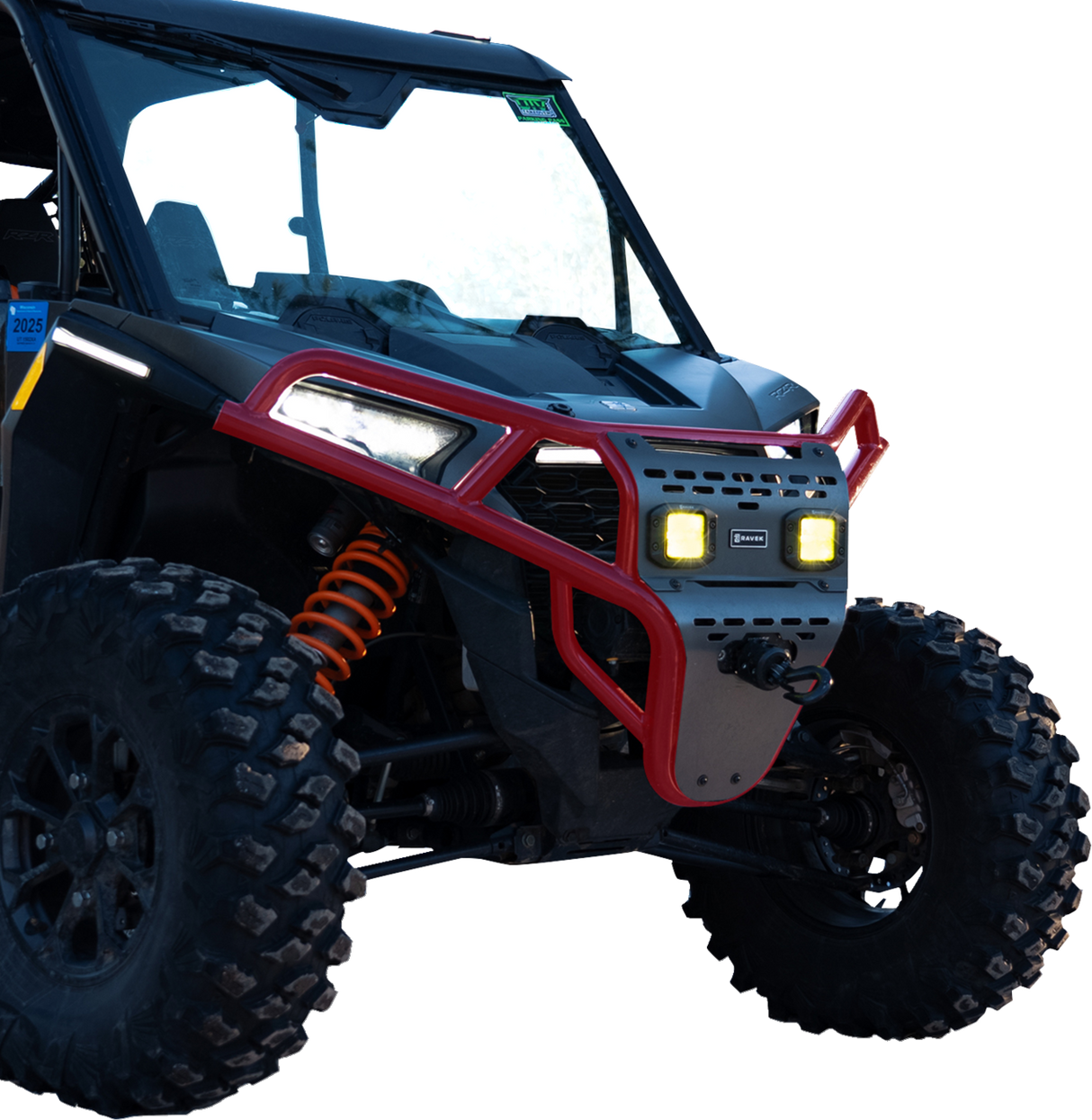 Front Bumper/Skid Plate with Amber Lights - Red - RZR XP 1000 2024 - 2025