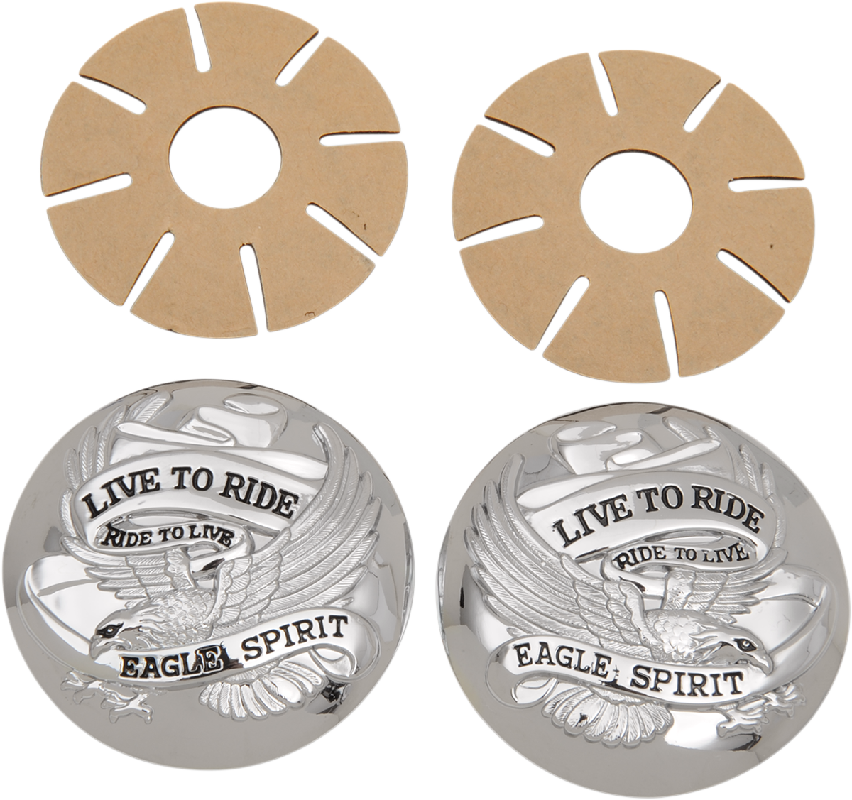 \"Live to Ride\" Gas Cap Covers - Chrome 1973 - 2023