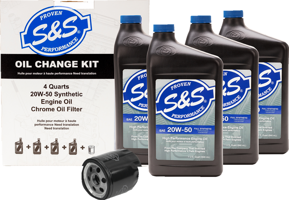Oil Change Kit - Black Filter - \'99-\'17 Twin Cam - 4 US quarts 1999 - 2017