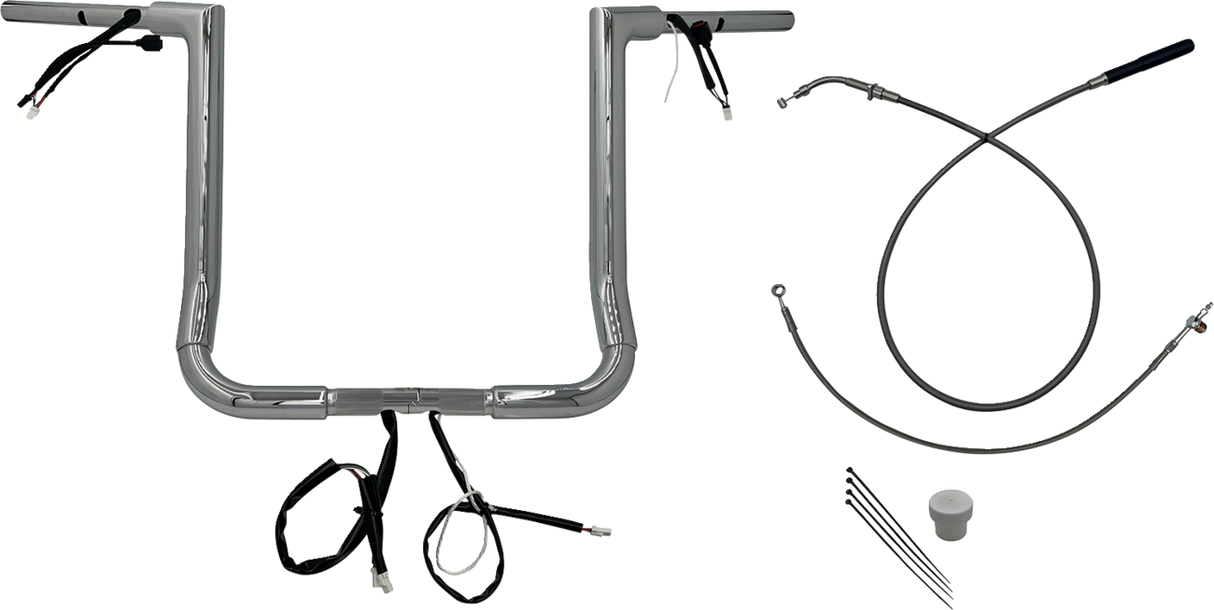 EZ Install Wired Handlebar Kit - 1-1/2\" - Flat Top - 16\" - Chrome 2023 - 2024