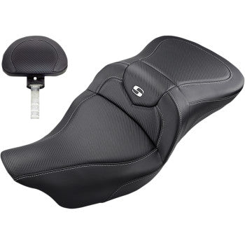 SADDLEMEN 0801-1193 Roadsofa™ Seat - Carbon Fiber - with Backrest - '08-'23 FL