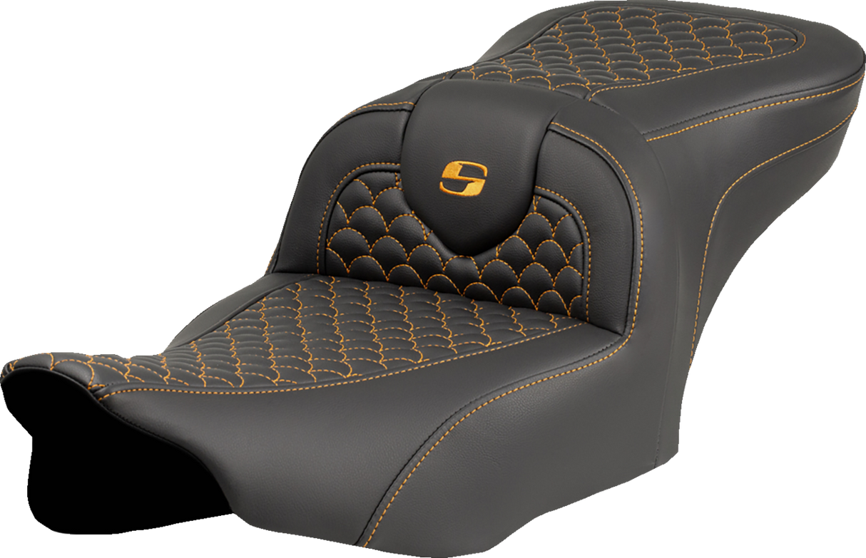Roadsofa™ Seat - Dragon Scale Stitch - Gold Stitch - w/o Backrest - FLTR/FLHX \'23-\'24 2023 - 2024