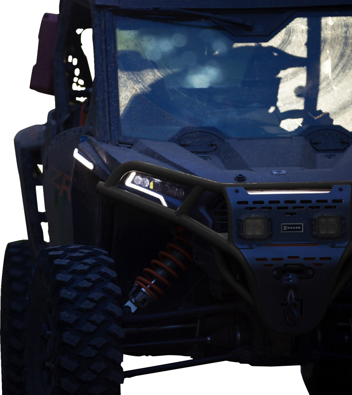 Front Bumper/Skid Plate with White Lights - Black - RZR XP 1000 2024 - 2025