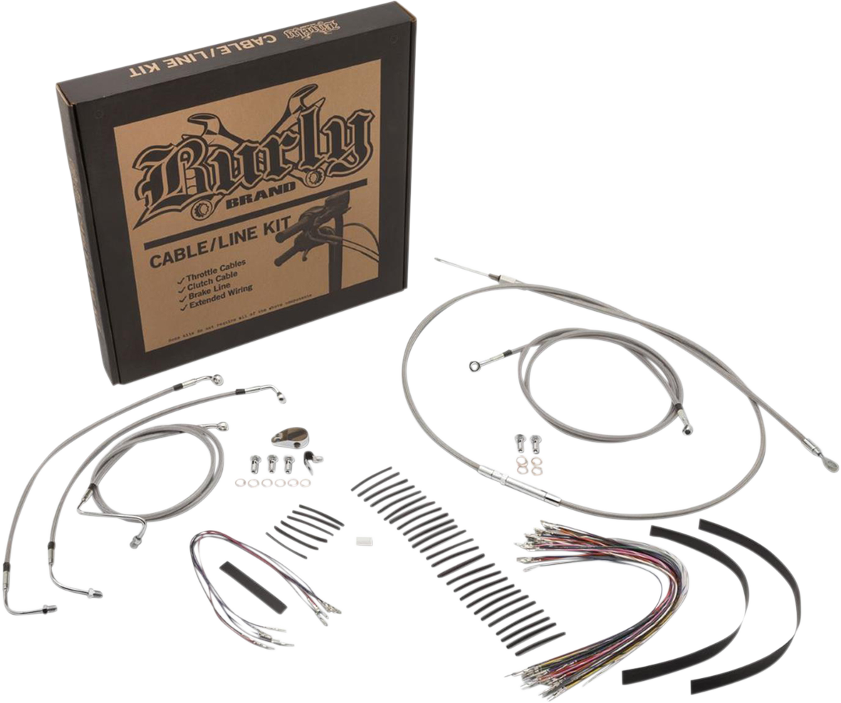 Handlebar Cable/Brake Line Kit - Complete - 15\" Ape Hanger Handlebars - Stainless Steel 2008 - 2013