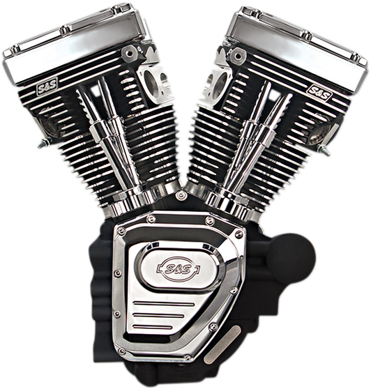 T124 Long Block Engine - Wrinkle Black and Chrome - Touring 2007 - 2016