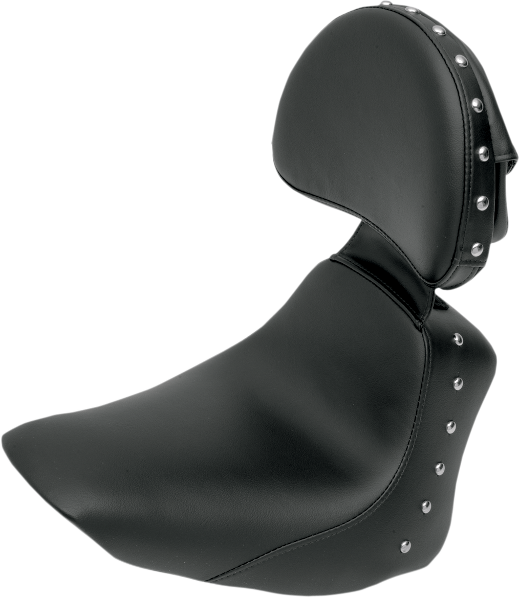 Heels Down Solo Seat - With Backrest - Studded - Black - FLSTC 2006 - 2017