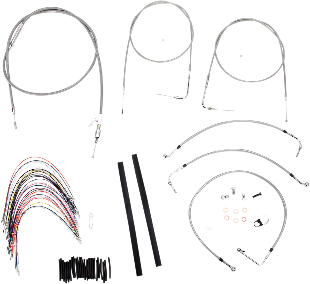 Handlebar Cable/Brake Line Kit - Complete - 14\" Ape Hanger Handlebars - Stainless Steel 2000 - 2006