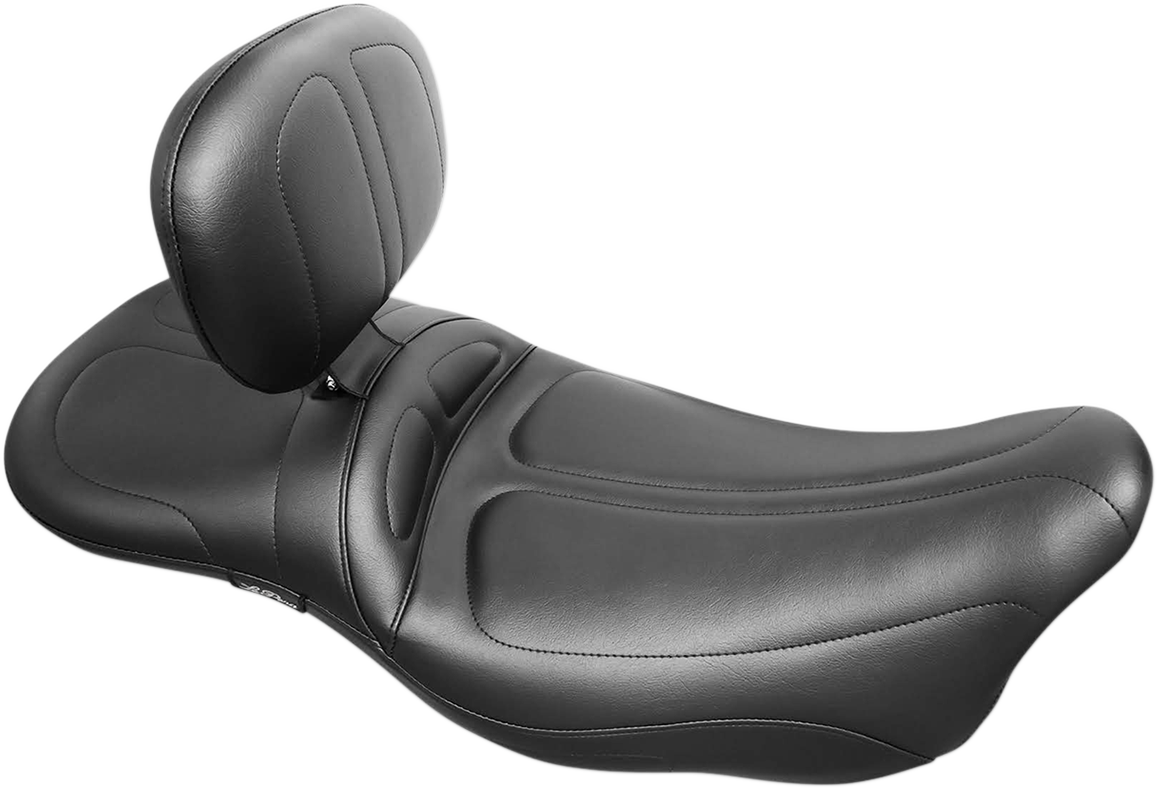 Maverick Daddy Long Legs Seat - With Backrest - Black - Stitched - FL \'08-\'23 2008 - 2023