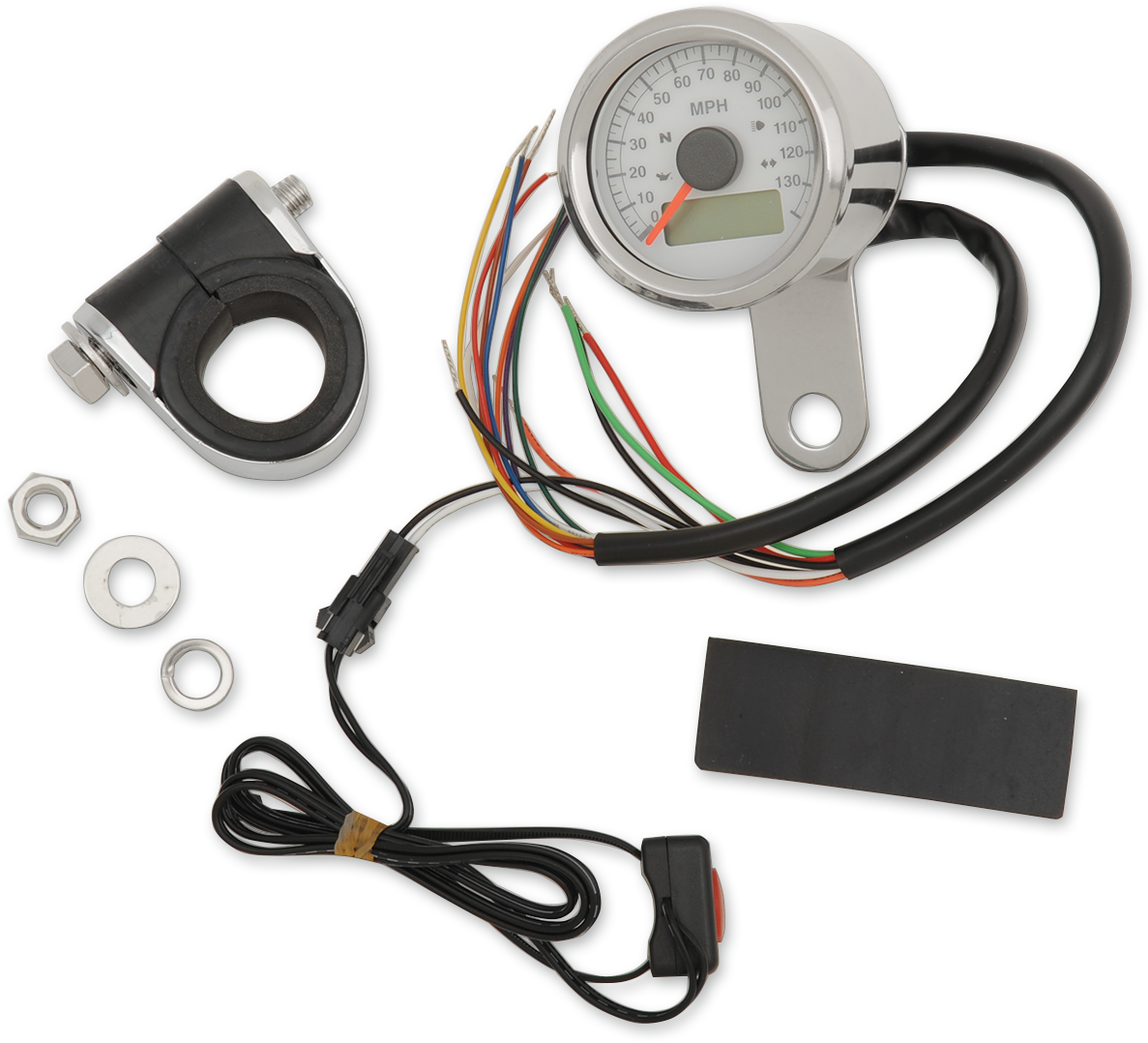 Programmable Speedometer with Indicator Lights - Stainless Steel - 140 MPH LED White Face - 1-7/8\" 1986 - 2003