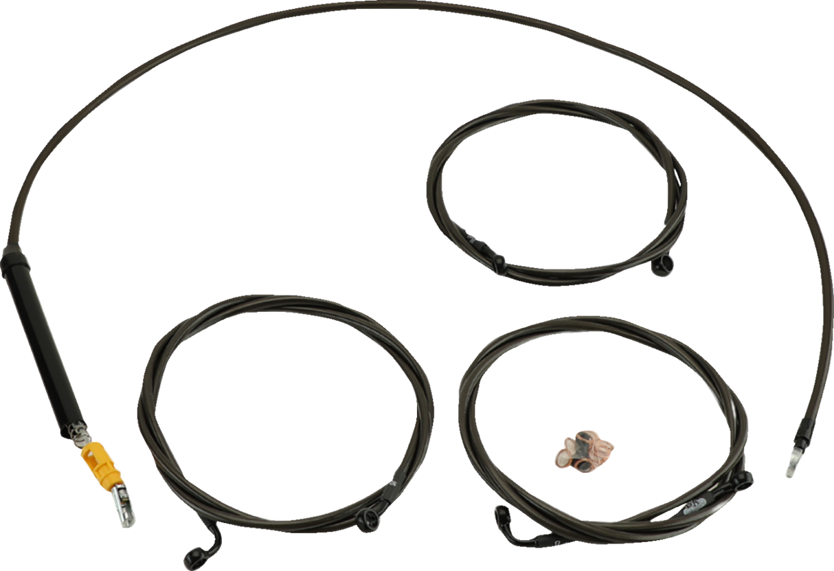 Standard Midnight Braided Handlebar Cable/Brake Line Kit - 12\"-14\" Ape Hangers - \'23-\'24 Touring 2023 - 2024