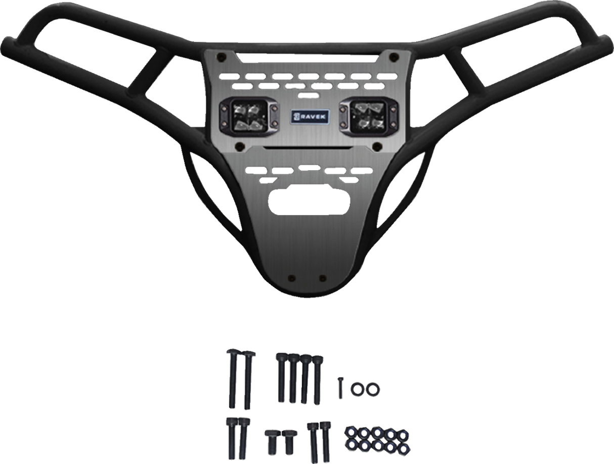 Front Bumper/Skid Plate with White Lights - Black - RZR XP 1000 2024 - 2025