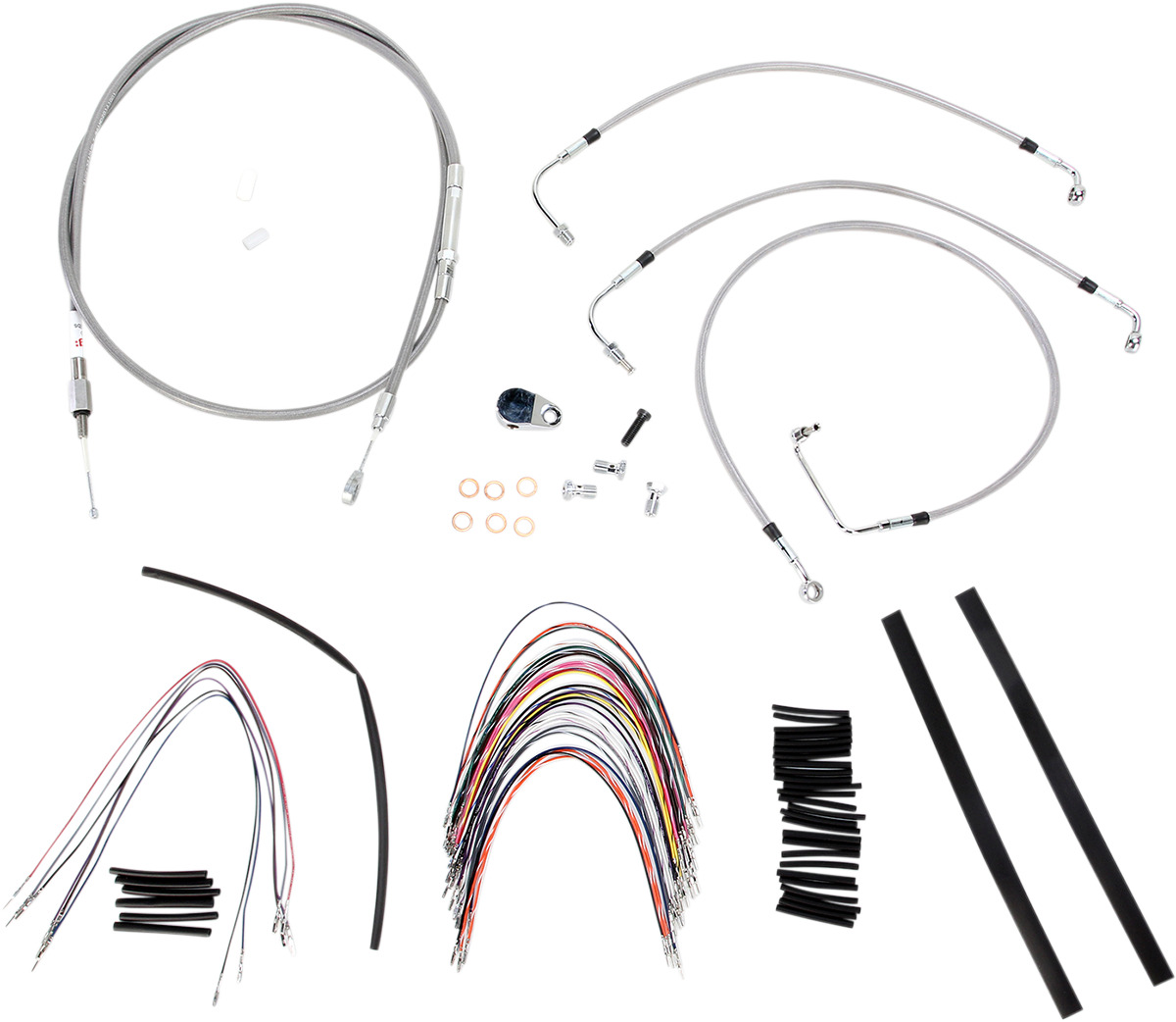 Handlebar Cable/Brake Line Kit - Complete - 14\" Ape Hanger Handlebars - Stainless Steel 2008 - 2013