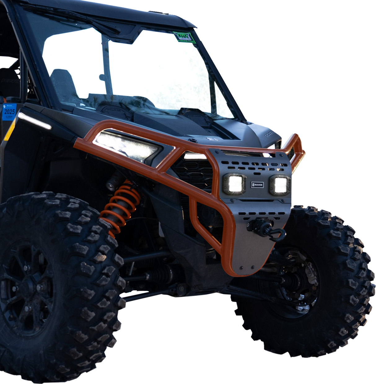Front Bumper/Skid Plate with White Lights - Orange - RZR XP 1000 2024 - 2025