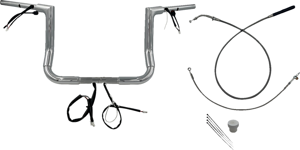 1-1/2\" EZ Install Flat Top Handlebar - 12\" - Chrome 2023 - 2024