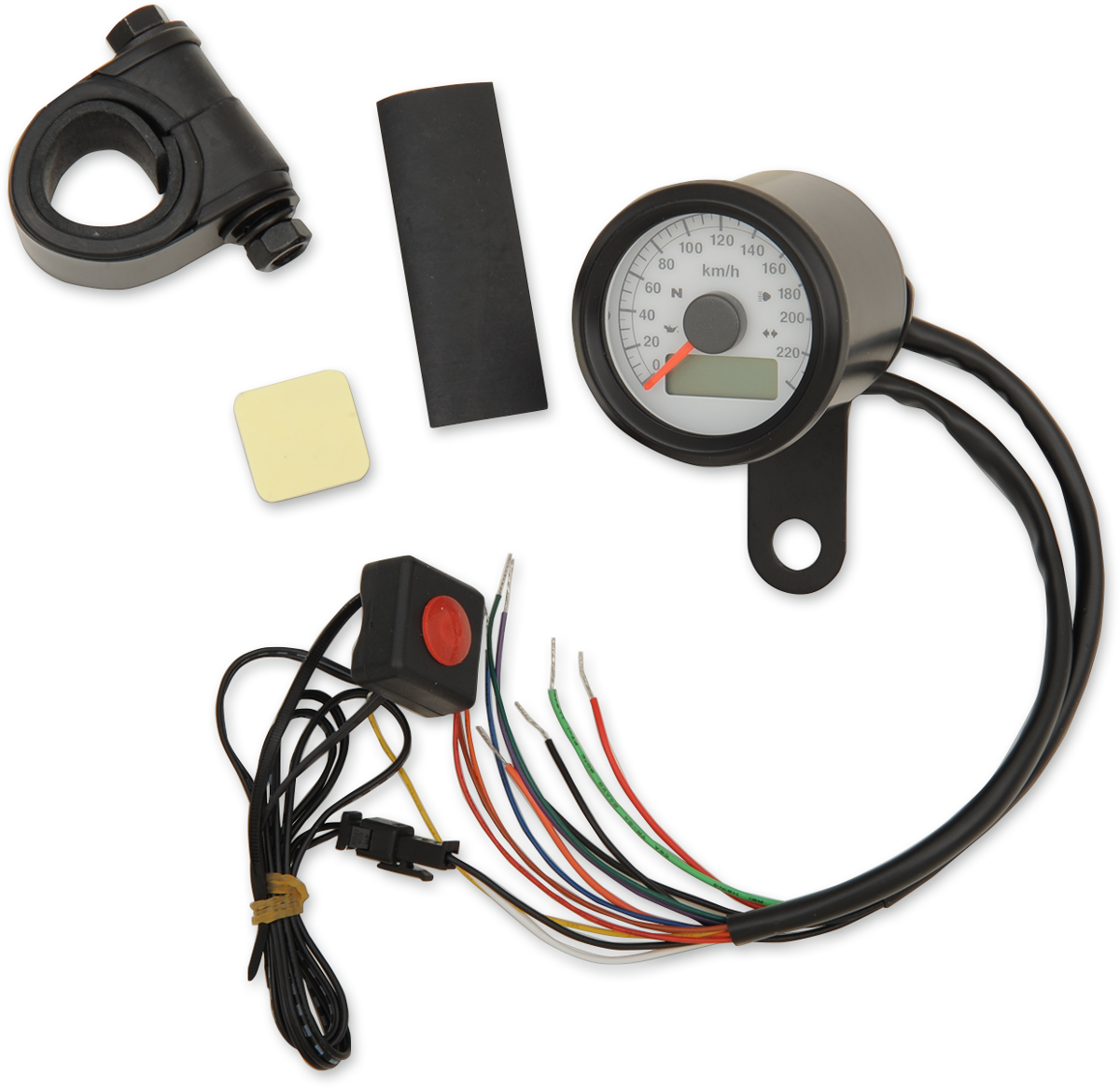 1-7/8\" Programmable Speedometer with Indicator Lights - Gloss Black - 220 KPH LED White Face 1999 - 2003