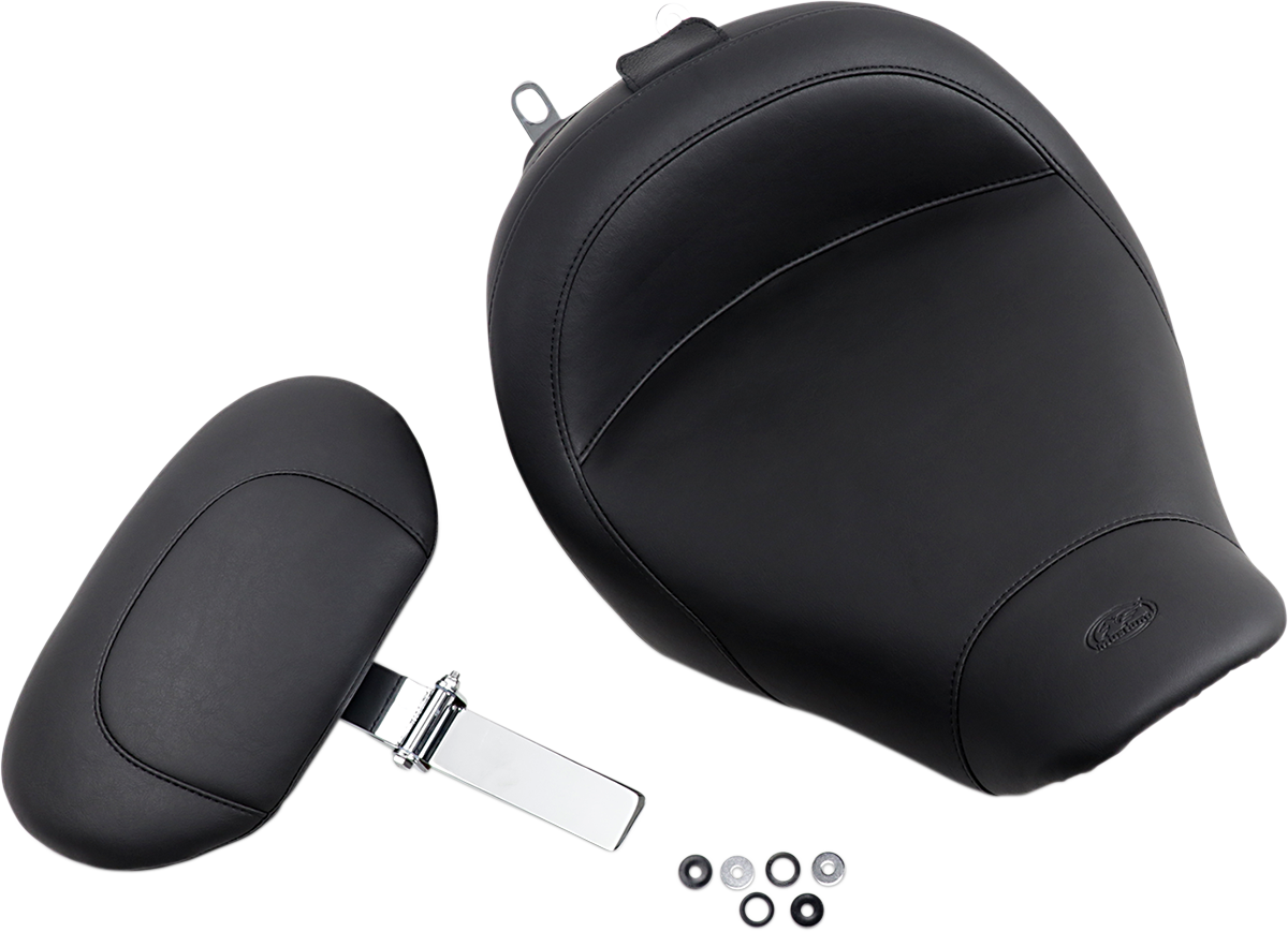 Wide Solo Seat - With Backrest - Vintage - Black - Smooth - Road King \'97-\'07 1997 - 2007