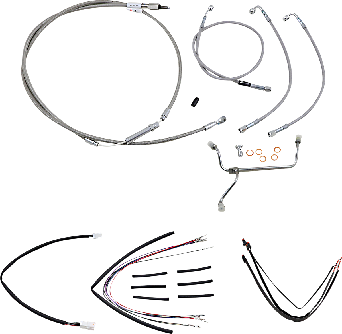 Handlebar Cable/Brake Line Kit - Complete - 18\" Ape Hanger Handlebars - Stainless Steel 2014 - 2016