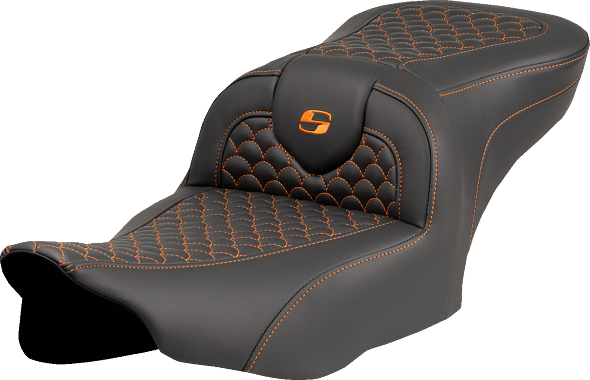 Roadsofa™ Seat - Dragon Scale Stitch - Orange Stitch - w/o Backrest - FLTR/FLHX \'23-\'24 2023 - 2024