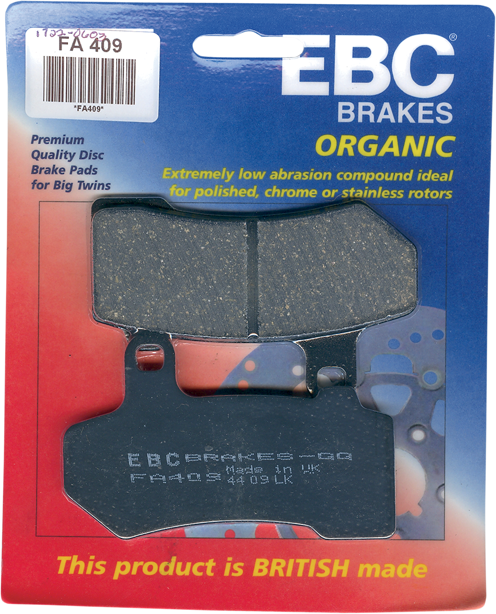 Organic Brake Pads - FA409 2006 - 2021