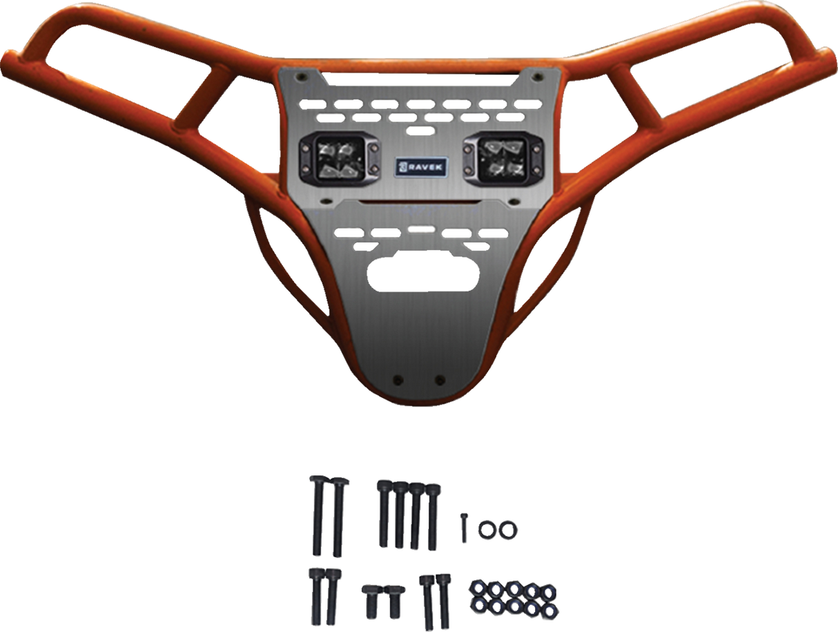 Front Bumper/Skid Plate with White Lights - Orange - RZR XP 1000 2024 - 2025