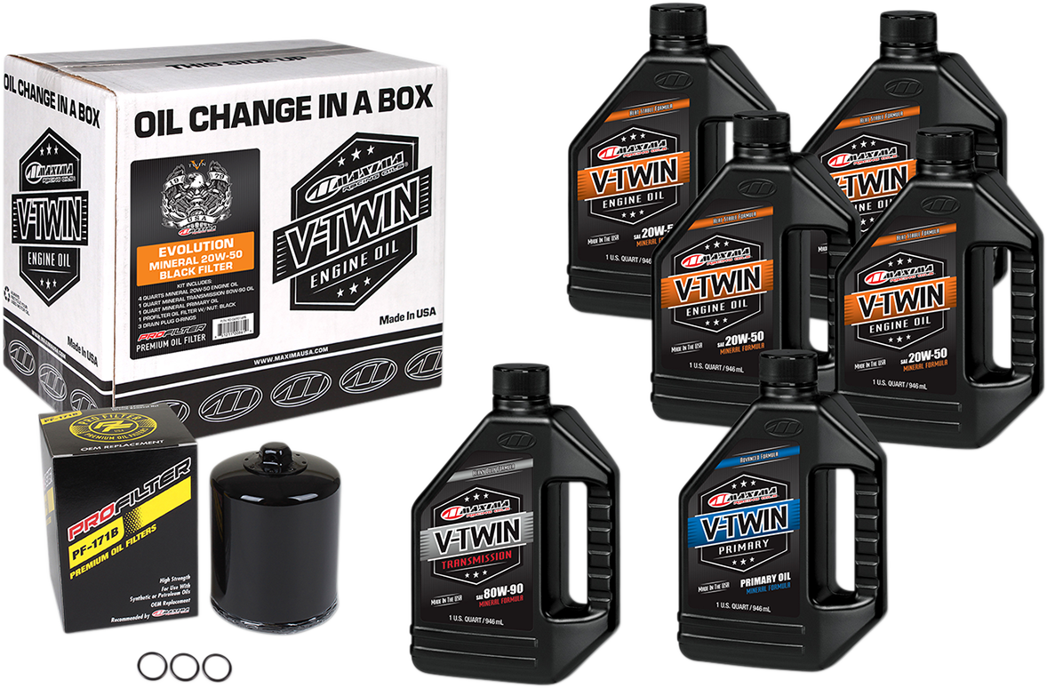 Evolution Mineral 20W-50 Oil Change Kit - Black Filter 1984 - 1999