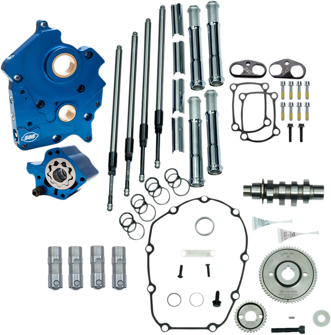 Cam Chest Kit with Plate - Gear Drive - Water Cooled - 465 Cam - Chrome Pushrods -M8 2017 - 2020