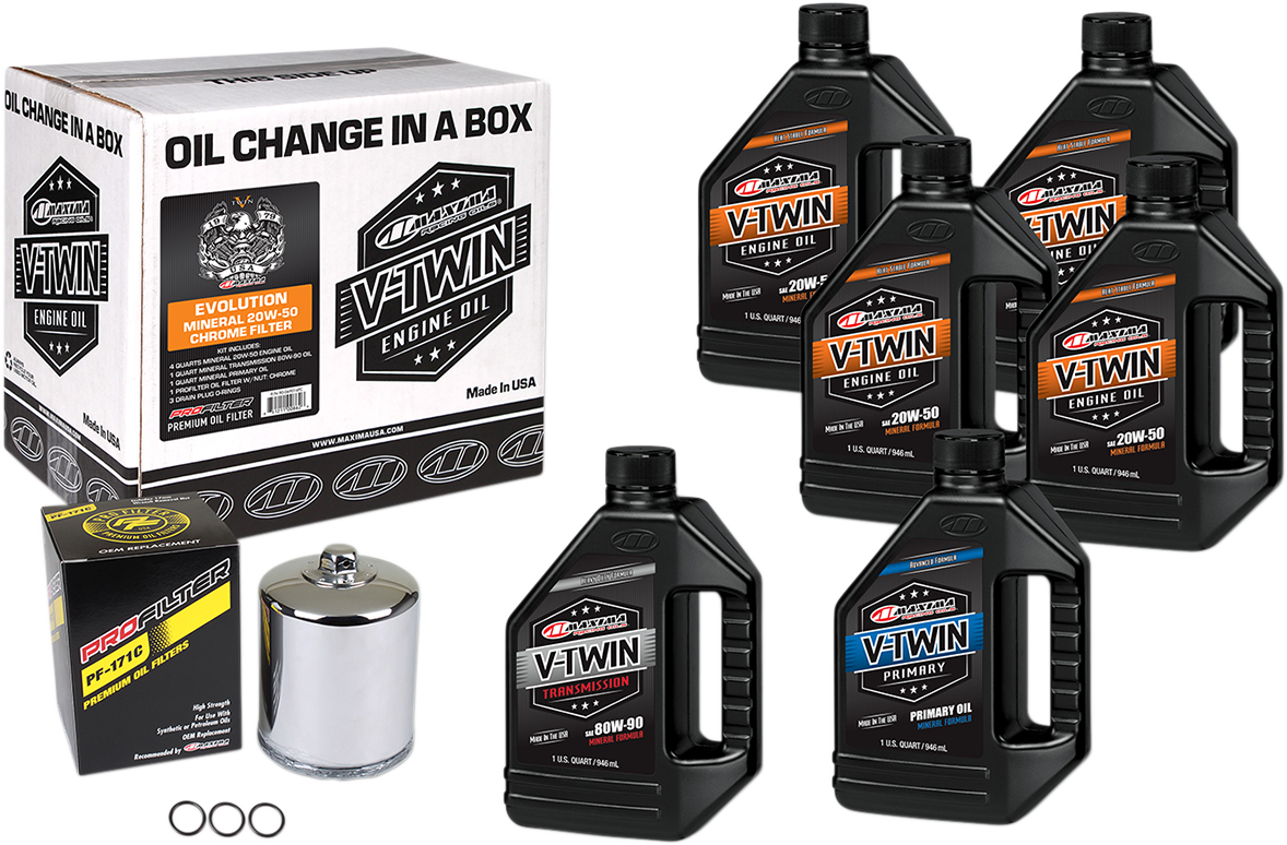 Evolution Mineral 20W-50 Oil Change Kit - Chrome Filter 1984 - 2021