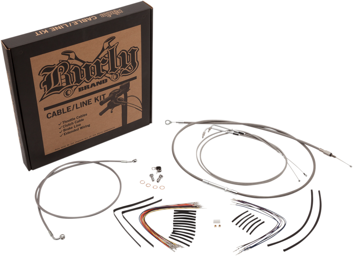 Handlebar Cable/Brake Line Kit - Complete - 14\" Ape Hanger Handlebars - Stainless Steel 2011 - 2015