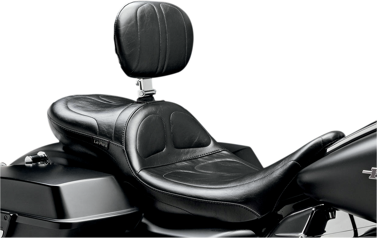 Maverick Daddy Long Legs Seat - With Backrest - Black - Stitched - FL \'08-\'23 2008 - 2023