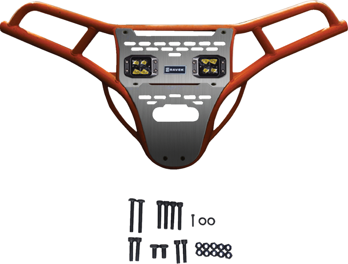 Front Bumper/Skid Plate with Amber Lights - Orange - RZR XP 1000 2024 - 2025