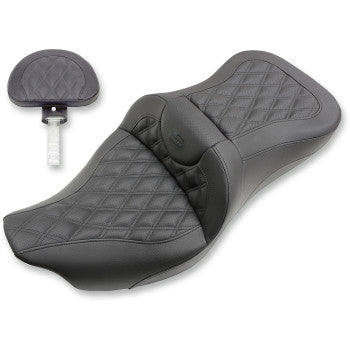 SADDLEMEN 0801-1043 Seat Extended Reach Roadsofa™ Seat - Lattice Stitched - Backrest - '08-'23 FL