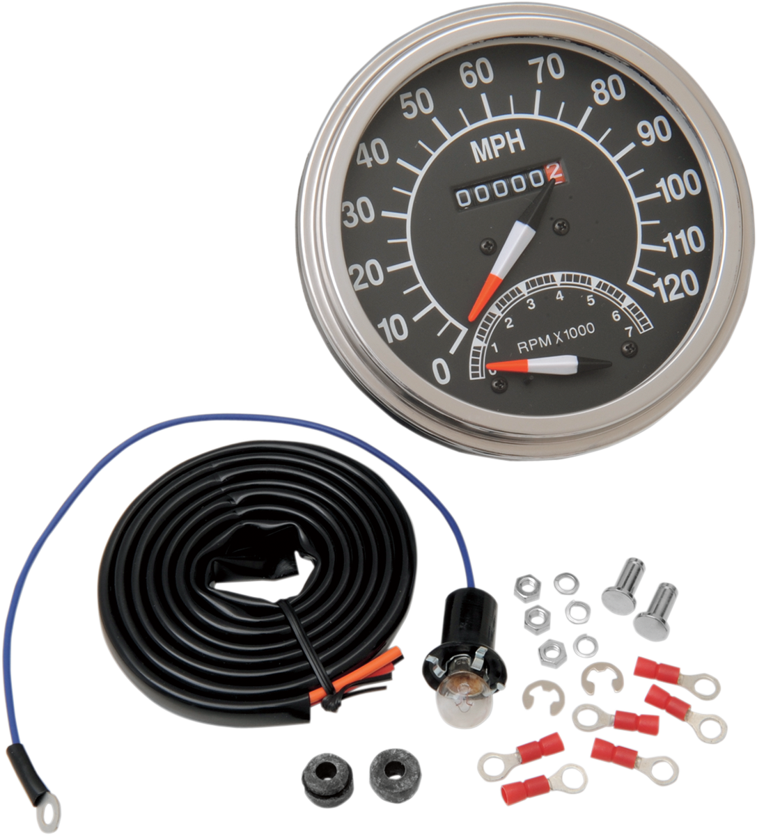 5\" MPH FL-Style 2:1 Speedometer with Tach - \'68-\'84 Black Face 1947 - 1984