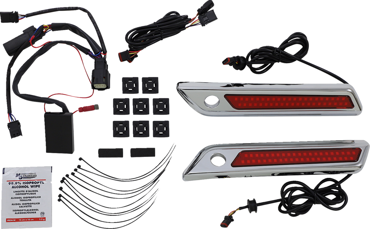 Latch Light - Saddlebag - Dual Color - Red - Chrome 2014 - 2024