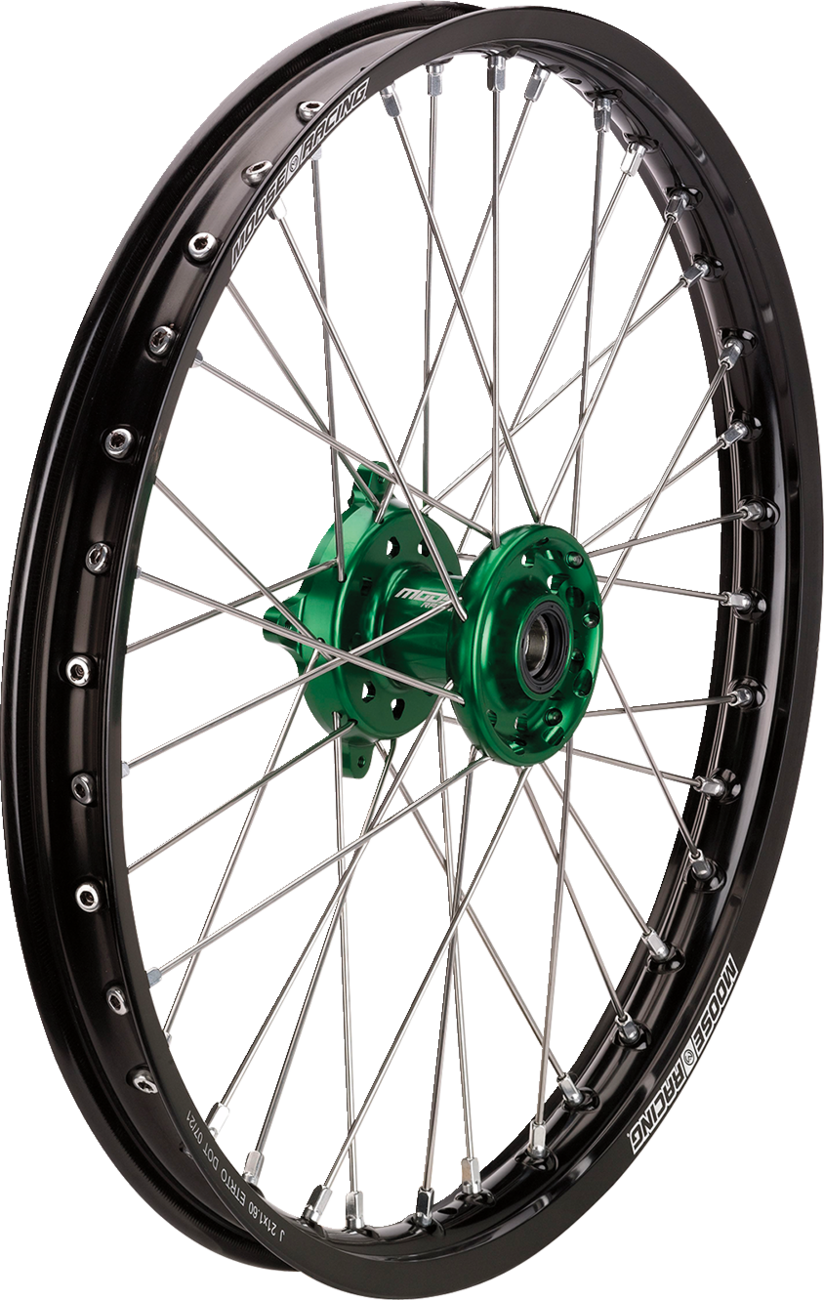 Wheel Assembly - SX-1 - Complete - Front - Black Wheel/Green Hub - 21x1.6 - Kawasaki KX 2004 - 2025